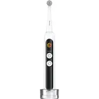 4Swiss ST216 Brosse à dents électrique blanche - Écran LCD, 12 modes, technologie hybride, rotation, minuterie, autonomie de 30 jours, IPX7, nettoyage dentaire