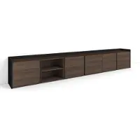 Skraut Home Meuble tv effet bois de chêne foncé et noir 309x35x50cm