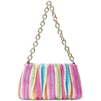 OEM Sac de plage en paille plissée, multicolore, sac à bandoulière, femme, été, sac fourre-tout