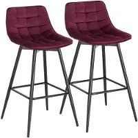 OEM Lot de 2 tabourets de bar avec dossier - Tabouret de cuisine en velours rouge