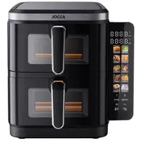 Jocca Friteuse à Air Numérique Double Compartiment 11 L (5,5 L + 5,5 L) 2600 W 10 Fonctions Écran LED Tactile