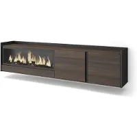 Skraut Home PULLER Meuble tv effet bois de chêne et noir 212x35x50cm cheminée effet feu