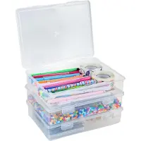 OEM Doafoce Boîte de rangement en plastique pour crayons 3 pièces Boîte de rangement avec couvercle Empilable Boîte de rangement transparente pour crayons aquarelle Crayons pinceaux Outils de dessin