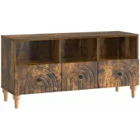 Syfax Meuble TV Chêne Fumé 102 x 34,5 x 50 cm Bois d’ingénierie