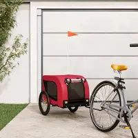 Prolenta Maison Exclusive - Remorque pour vélo, pour chiens, rouge et noire, en tissu Oxford et en fer