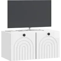 vidaXL Meuble TV mural blanc brillant 59,5 x 31 x 30 cm