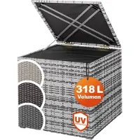 Casaria Coffre de jardin gris 75x75x70cm rangement
