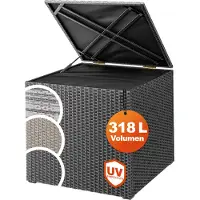 Casaria Coffre de jardin noir 75x75x70cm rangement