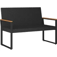 vidaXL Banc d'extérieur noir et blanc crème 107 x 61 x 80 cm en polyrotin