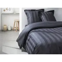 OZAIA Literie percale CHAUMONT 220x240cm + 2 taies d'oreiller 63x63cm - Taupe