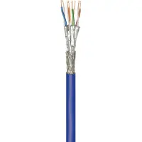 Goobay Câble réseau CAT 7A, S/FTP (PiMF), bleu, 100 m - Conducteur en cuivre (CU), AWG 22/1 (massif), gaine sans halogène (LSZH)