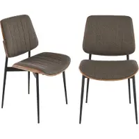Signature - Lot de 2 chaises en tissu matelassé taupe H82,5 cm - GISELLE