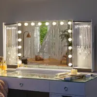 Vanitii Miroir Hollywood avec rangement à bijoux et 18 LED blanches