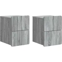 vidaXL Cabinet de chevet mural 2 pcs Sonoma gris 33 x 34,5 x 43 cm