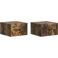 vidaXL Cabinet de chevet mural 2 pcs Chêne fumé 33 x 34,5 x 20 cm