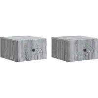 vidaXL Cabinet de chevet mural 2 pcs Sonoma gris 33 x 34,5 x 20 cm