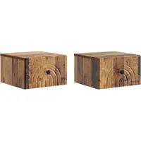 vidaXL Cabinet de chevet mural 2 pcs Bois ancien 33 x 34,5 x 20 cm