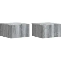 vidaXL Cabinet de chevet mural 2 pcs Sonoma gris 33 x 34,5 x 20 cm