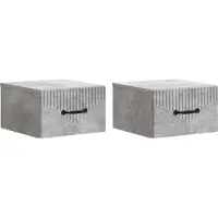 vidaXL Cabinet de chevet mural 2 pcs Gris béton 34,5 x 33 x 20 cm