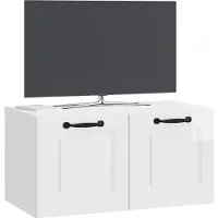 vidaXL Meuble TV mural blanc brillant 59,5 x 31 x 30 cm