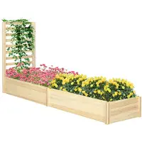 Outsunny Jardinière avec treillis carré potager en bois 230 x 60 x 110 cm effet bois naturel