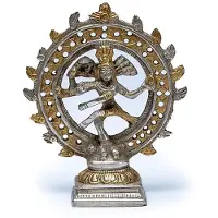 Bahadra Shiva Nataraja anneau double en laiton 2 couleurs -- 436 g ; 15 cm