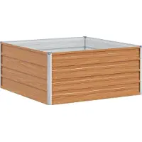 Syfax Lit de jardin surélevé, pour culture et potager, en acier galvanisé durable, fond ouvert pour drainage, 100 x 100 x 45 cm, marron clair