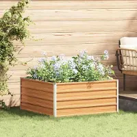 Prolenta Maison Exclusive - Potager surélevé marron clair 100 x 100 x 45 cm en acier galvanisé