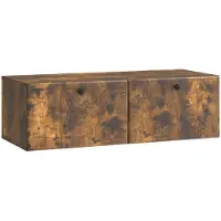 Syfax Meuble TV mural 98 x 41 x 30 cm Chêne fumé Bois d'ingénierie