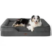 OEM Canapé ergonomique pour chien 106 x 80 cm, gris foncé, lavable, antidérapant