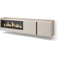 Skraut Home PULLER Meuble tv effet bois beige 212x35x50cm cheminée effet feu XXL