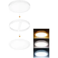 Solight Lampe de salle de bains LED Mini-Panel 2-en-1, LED 3 couleurs, montage au plafond/en saillie, 24 W, 2040 lm, IP54, blanche, ronde, WD244-W
