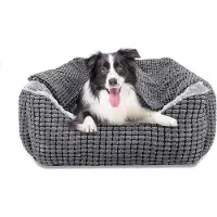 OEM Lit pour chien avec couverture amovible et rebords hauts, taille moyenne, 76 x 61 x 23 cm, lavable