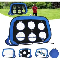 HENGDA But de football 4 en 1 avec mur de but pour enfants But de football pop-up pliable avec sac de transport & clous de sol 120x80x80cm (1 pc)