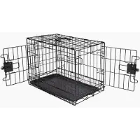 OEM Banc pliable pour chien en fil métallique avec tiroir, à deux portes, noir, 56 x 33 x 40 cm