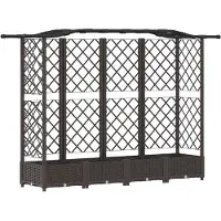vidaXL Jardinière surélevée avec treillis et toit, marron, 203,5 x 40 x 123 cm, PP