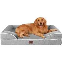 OEM Lit orthopédique pour chien XL, 112 x 81 x 15 cm, mousse à mémoire de forme, lavable, imperméable, antidérapant, rebords hauts, gris