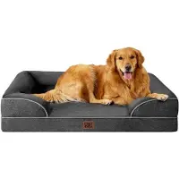 OEM Lit orthopédique pour chien XL, 112 x 81 x 15 cm, imperméable, antidérapant, rebords hauts, gris foncé