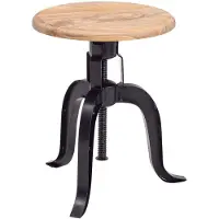 OEM Étagère de rangement ronde industrielle - Petite caisse de rangement moderne - En bois d'acacia massif - Laquée en noir - Hauteur réglable - 39 x 62,5 x 39 cm