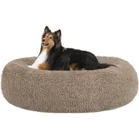 OEM Lit orthopédique pour chien, rond, 80 cm de diamètre, couleur camel, lavable