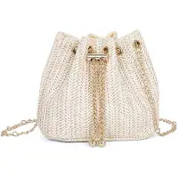OEM Grand sac bohème vintage en paille, avec une élégante chaîne et une bandoulière