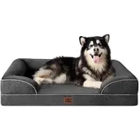 OEM Lit orthopédique XXL pour chien, 132 x 104 x 20 cm, mousse à mémoire de forme, lavable, imperméable, antidérapant, rebords hauts, gris foncé