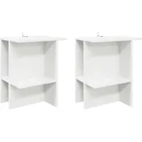 Syfax Table basse 2 pcs Blanc 40 x 30 x 49 cm Bois d'ingénierie