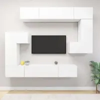 Prolenta Maison Exclusive - Ensemble de meubles TV 8 pièces, blanc, aggloméré