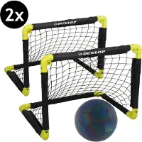 Dunlop Ensemble de buts de football et ballon lumineux - Ensemble de 2 buts de football - 50 x 44 x 44 cm - Ballon de football taille 5 - Plastique - Noir/Jaune