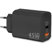 JGD -Chargeur USB C 45W, Chargeur Rapide PD 3.0, 2 Ports Type C & USB A, Compatible with iPhone 17/16/15 Galaxy S25+/S24/S23/S22/S21, Prise USB C¿Black¿