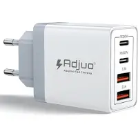 JGD -Chargeur USB C, 55W 4 Port Prise USB C Chargeur Rapide iPhone, Multi Secteur PD+QC 3.1A, Type C Adaptateur pour iPhone 16 15 14 13 12 11 Pro Max X XS XR 8 7 6S Plus Mini SE, iPad,Samsung Galaxy