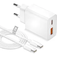 JGD -Chargeur USB C 20W pour iPhone 17 Air 16E/16 15 Pro/16 15 Pro Max/16 15 Plus/Pad Mini, 2-Port Double Chargeur iPhone 17 16 15 Rapide Prise Secteur USB C chargeu r Type C Charge Rapide et Cable US