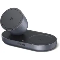 JGD -Zapix Chargeur Induction iPhone Certifié Qi2 15W Chargeur sans Fil Magnétique 2 en 1 Compatible avec MagSafe iPhone 17 16 15 14 13 12 Pro Max Air Plus AirPods 4 3 AirPods Pro 3 2 1 (Noir)