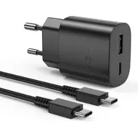 JGD -Chargeur Sumsang Charge Rapide 25W, Chargeur USB C à Double Porte avec Type C Cavo, Prise USB C Chargeur Rapide pour Samsung Galaxy S22/S22 Ultra/S21 FE/S20/S10/S9/A13